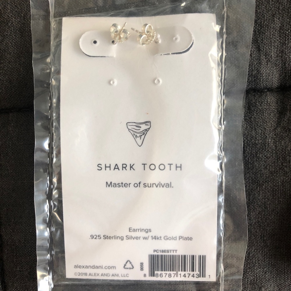 NEW: ALEX AND ANI Silver & Gold 🦈 Tooth Earrings - Picture 4 of 7